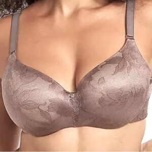 Modern Cacique Collection Lightly Lined Balconette Bra 46DDD Gray Lace Underwire